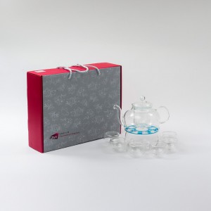 Glass tea set with CityU floral emblem